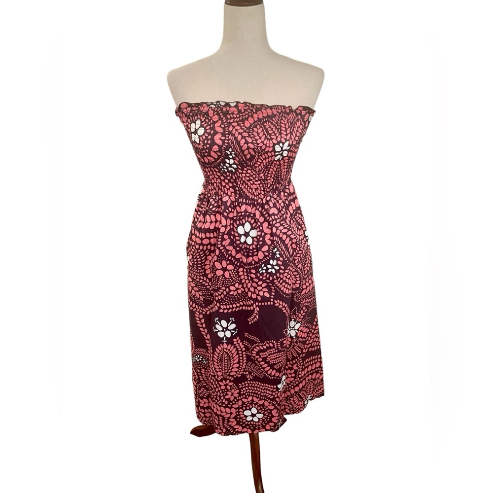 MARIMEKKO ANTHROPOLOGIE Strapless Smocked Midi Dress Hemmed